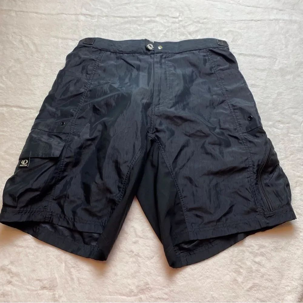 Pearl Izumi Black Nylon Cycling Shorts With Underlying Padded Short Size Large